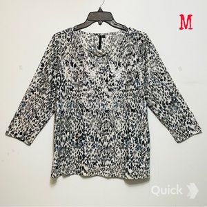M - New Cathy Daniels Leopard Print Challis Top